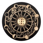 Wooden Incense & Cone Holder With Brass (Moon Phase) - 5 Pcs